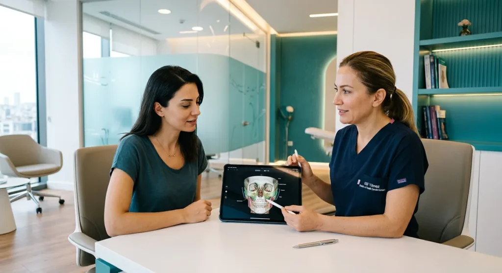 Surgeon using endoscopic equipment for facelift